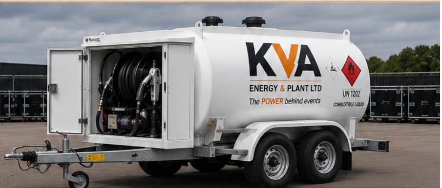 KVA Energy towable fuel bowser with pump cabinet and hose reel